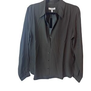 NWT Banana Republic M Silk Button Down Shirt Olive Green Long Sleeve Medium NWT
